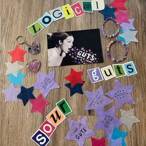 Olivia Rodrigo Guts tour confetti postcard stickers bracelets